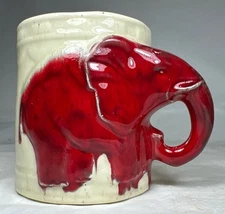 Vintage Red Elephant Ceramic Coffee Cup Mug Planter