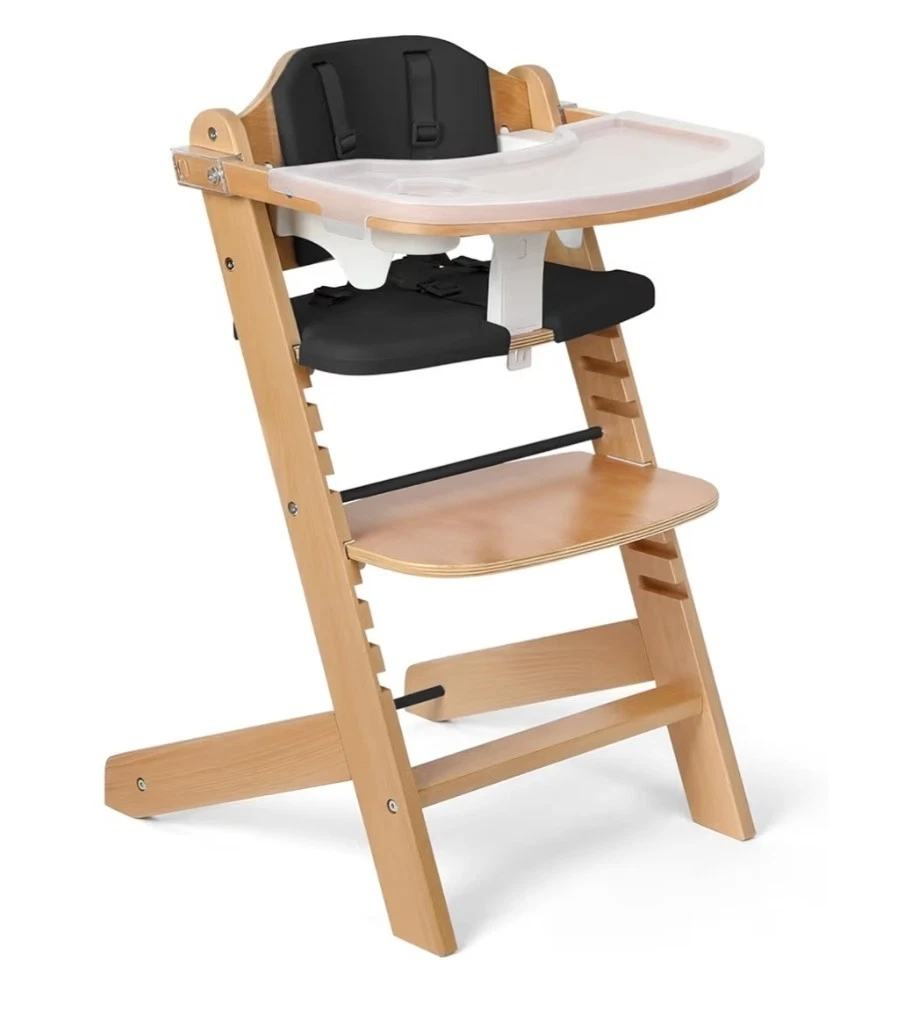 3-in-1 Convertible Natural Wooden High Chair for Kids 3-Tier Trays, Sturdy Frame
