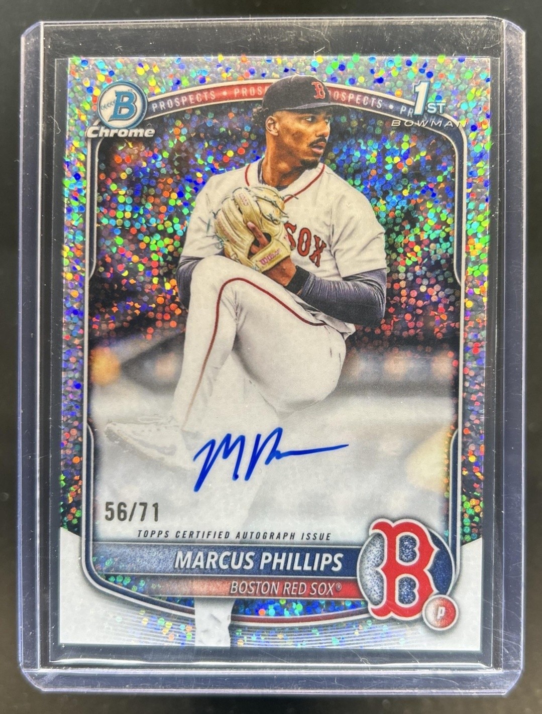 2025 Bowman Draft Marcus Phillips Chrome Auto Sparkle Refractor 1st #/71 Red Sox