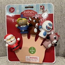 Rudolph the Red Nosed Reindeer Finger Puppets Set- 5pc Christmas Toys NEW