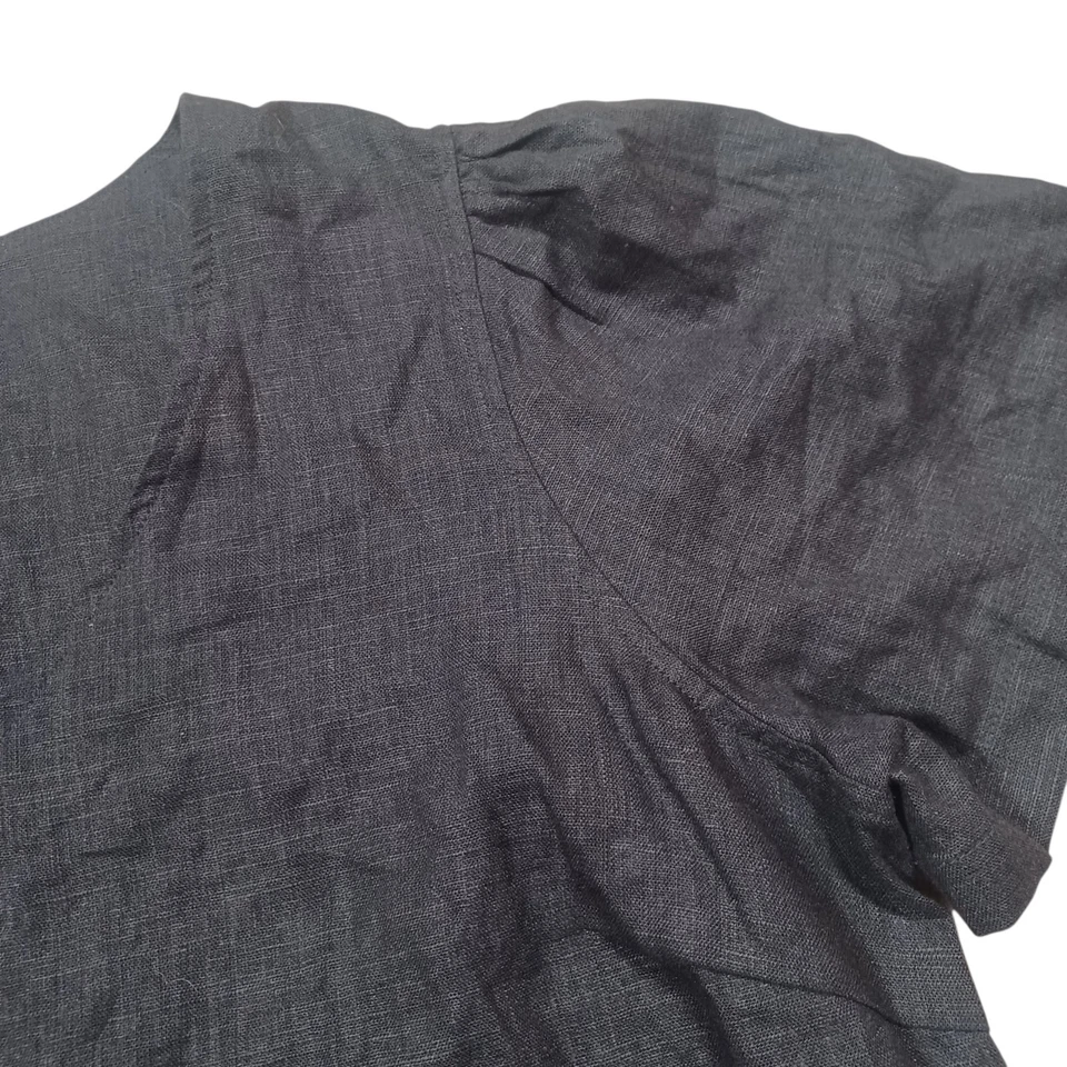 Original by Nicole Miller Linen Solid Black Minimalist V Neck Shift Dress Large - Image 3 of 4