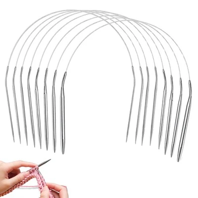 Lot de 8 aiguilles à tricoter circulaires en métal - 40 cm - 2 mm/2,5 mm/3 - Photo 1/4