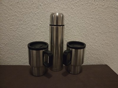 Thermoskanne, Isolierflasche & 2 Thermobecher Im Set, Inkl. Tasche