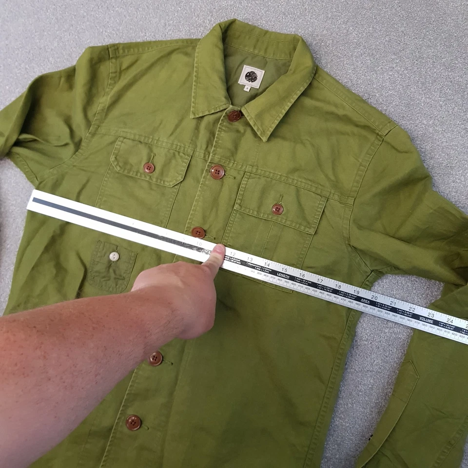 Pretty Green Mens Jacket Small Green Field Overshirt Casuals Liam Linen Blend - Image 4 of 4