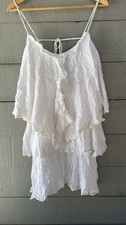 Free People Eyelet Embroidered Babydoll Mini Tunic Dress White Beach XS 103