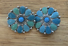 Lot (4) Vintage Earrings:Turquoise, Hand-painted Navajo Wireworks, Jade(?) — photo 3