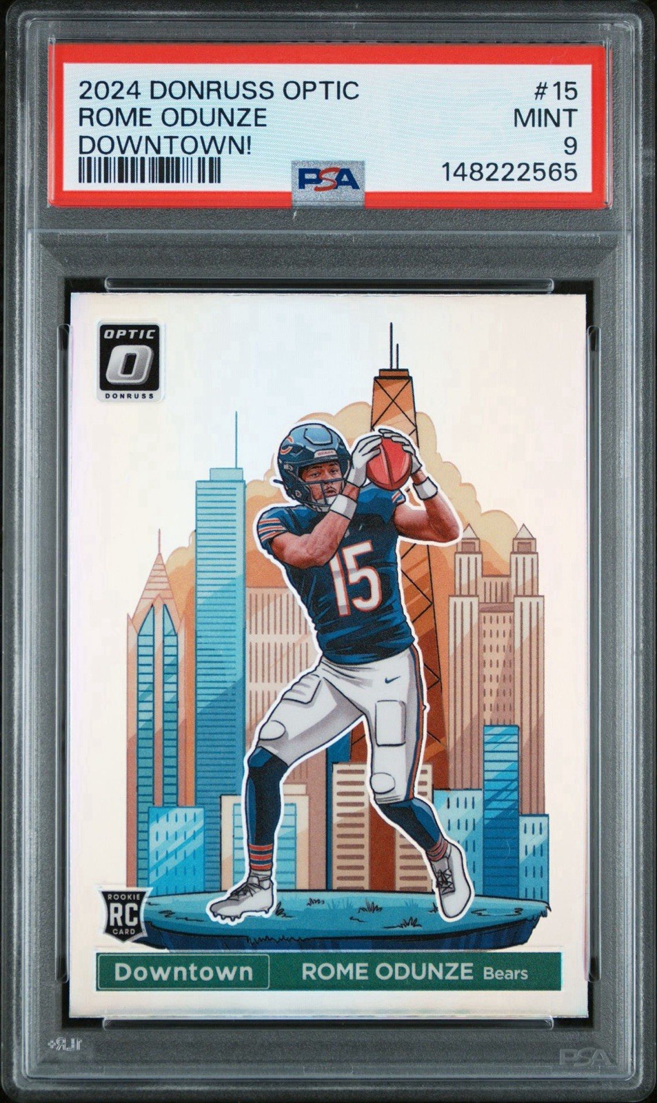 2024 Panini Donruss Optic - Downtown! Rome Odunze #15 (RC) PSA 9 Mint
