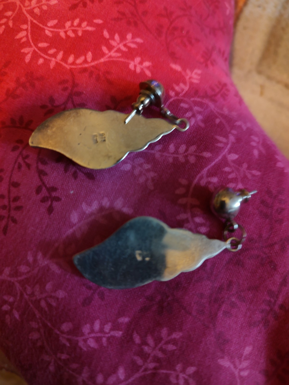 Sterling Shell Dangle Stud Pierced Earrings - image 2