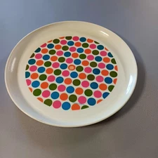 Vintage Serving Tray 1969 Deka Plastics No.140 Retro Polka Dots 12.75" USA 