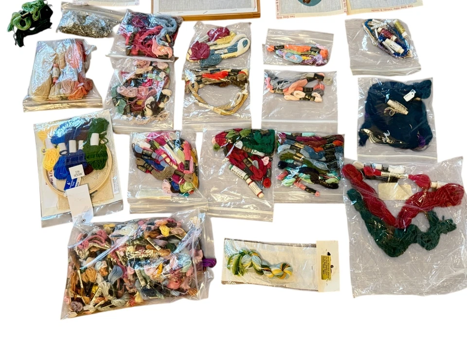 Early Melissa Shirley Hand-Painted Needlepoint Canvas Bundle  Kerenik Thread Lot - Image 3 of 4