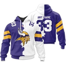 Minnesota Football Team Vikingss 3D Hoodie, Unisex Adults S-5XL