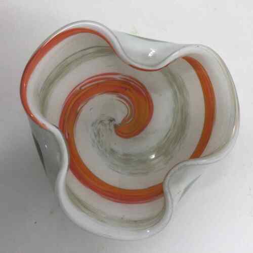 Vtg Murano Art Glass Ashtray Orange Gray White Handmade Italy Blown Glass - Picture 1 of 3