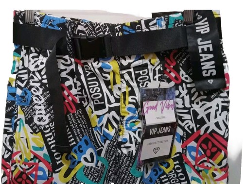 VIP Jeans Colorful Grafitti Print Jogger Size 9/29 Street Wear Skater 80s Y2K - Picture 4 of 9