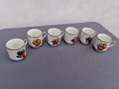 BAVARIA SCHUMANN ARZBERG GERMANY ( LOT OF 6 ) FRUIT MUGS / CUPS UNUSED