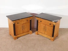 Pair THOMASVILLE Grand Classics Biedermeier Marble Top Night Stands End Tables