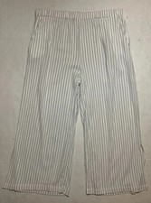 Fresh Produce Womens Striped Wide Leg Lightweight Pants White Beige Size L EUC