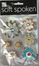 RARE! MAMBI Soft Spoken 3D stickers COASTAL FLOWERS Theme 94874 Fast FREE Ship!