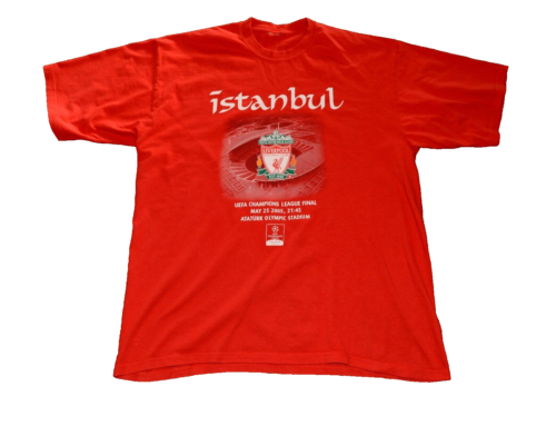Liverpool FC 2005 Champions League Final Istanbul Graphic Red T-Shirt Mens Large