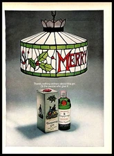 1970 Tanqueray English Gin Vintage PRINT AD Distillery Green Lamp Christmas 