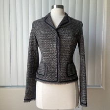 Grey Brown Silk Lined Wool Tweed High-end Blazer Sz: S