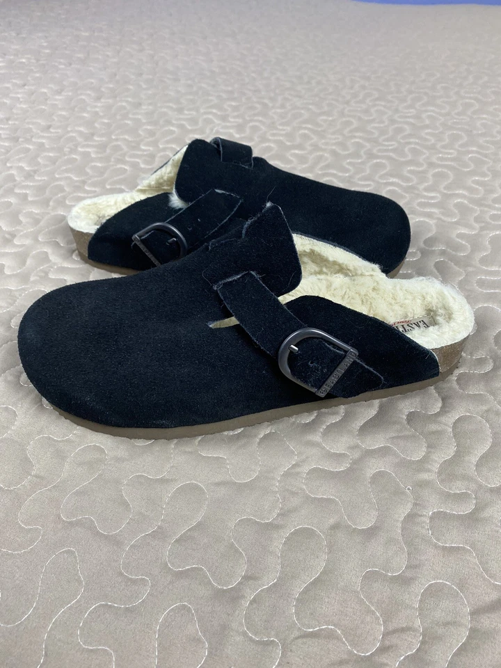 Zuecos sin cordones Eastland 1955 Sherpa forrados de lana negros para hombre talla 11 nuevos Foto 2 de 4