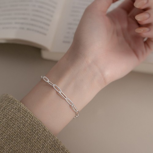 "Clip Carta Rolo Donna Reale Argento Sterling S925 Clip Carta Rolo Catena Bracciale 7,28"" - Foto 2 di 3