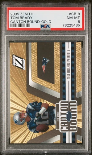 2005 DONRUSS ZENITH CANTON BOUND GOLD #CB-9 TOM BRADY 80/100 PSA 8
