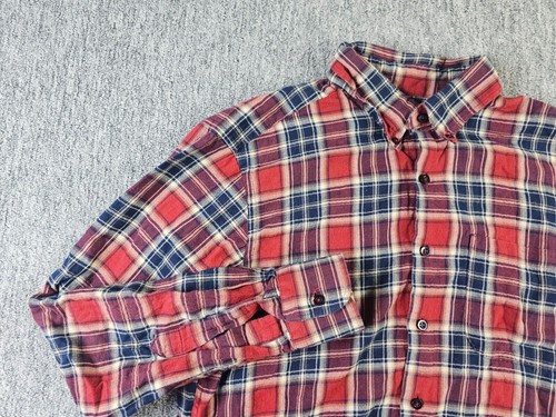 Naked & Famous Mens Flannel Shirt M Plaid Check Cotton Button Down Canada Made
