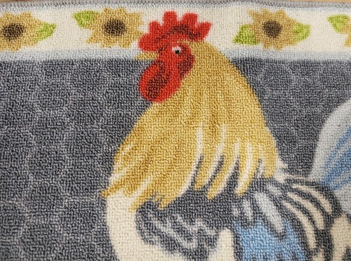 KITCHEN PRINTED ACCENT RUG (nonskid)(17"x28") ROOSTER & SUNFLOWERS ON GREY, EE - Picture 7 of 12