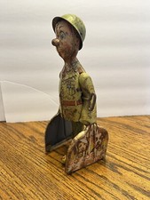 Vtg 1940s Unique Art GI Joe And The K-9 Pups Tin Litho Wind Up Toy Tested Works