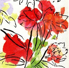  2 Paper Beverage Napkins for Decoupage/Mixed Media - Abstract Floral
