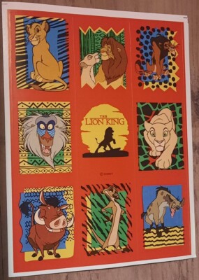 Vintage Disney LION KING Sticker sheet Simba Scar Mufasa Timon Pumbaa