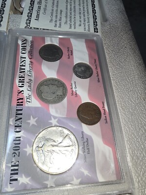 AHS 20th Century Great Coins Lady Liberty Silver Barber Quarter Dime Nickel