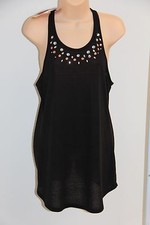 New Miken Swim Swimsuit Bikini Cover Up Size S Sleeveless Black Jeweled
