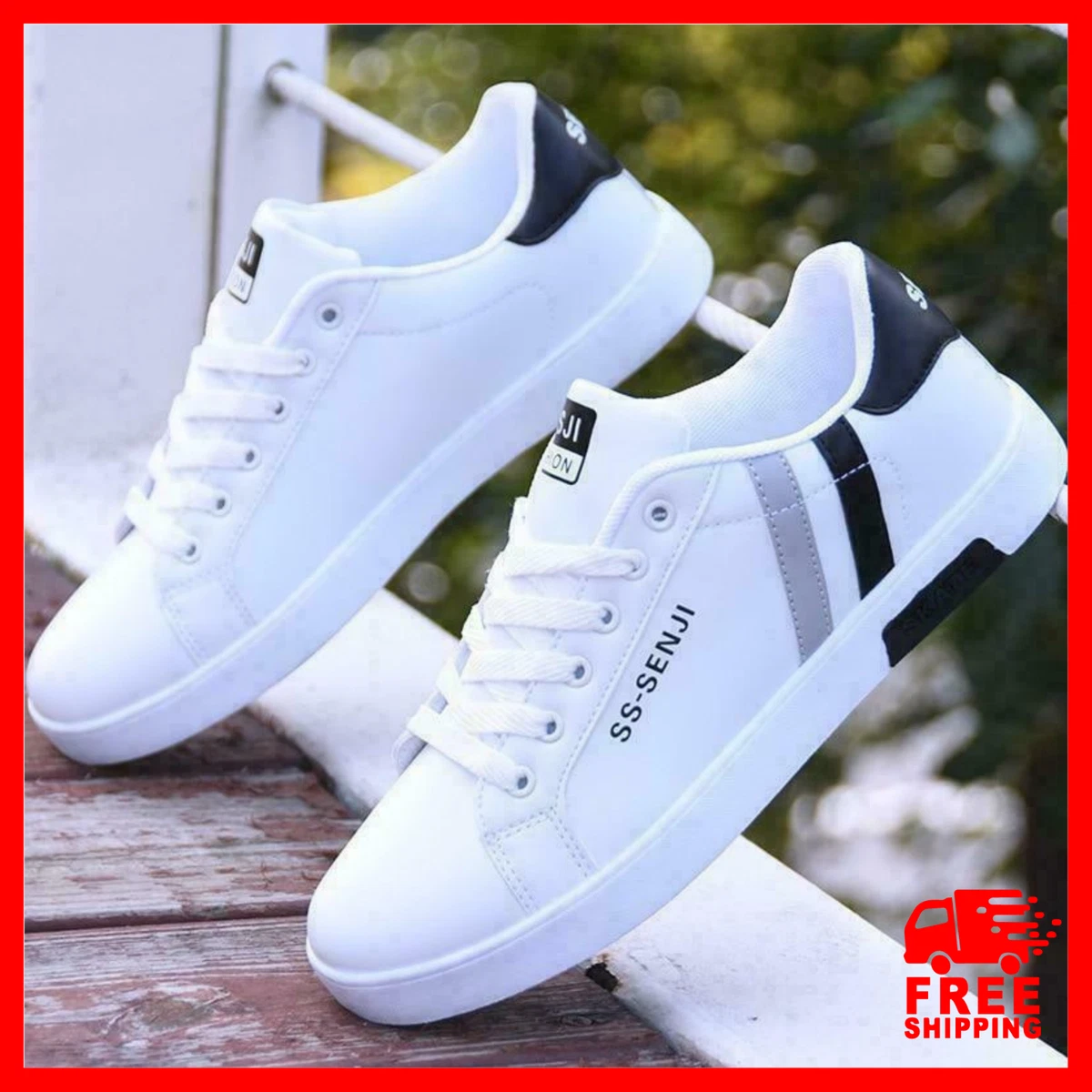 Zapatos Casuales Blancos Para Hombre Zapatillas De Cuero Moda Deportivos  Cómodas