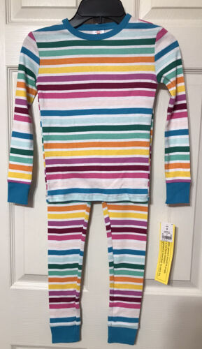 NEW Girls Target Colorful Rainbow Stripe 2 Piece Snug Cotton Pajamas NWT Size 4