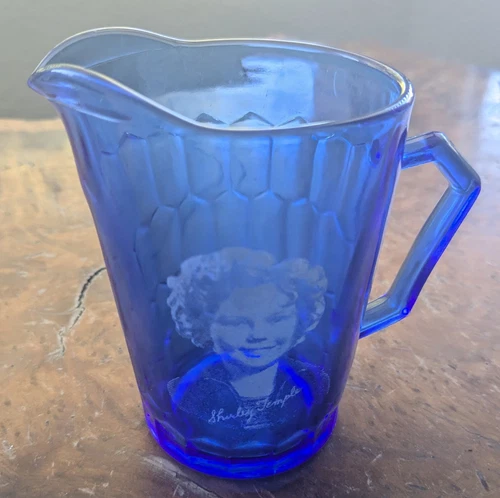 Vintage Cobalt Blue Shirley Temple Milk Pitcher Creamer 4.5"