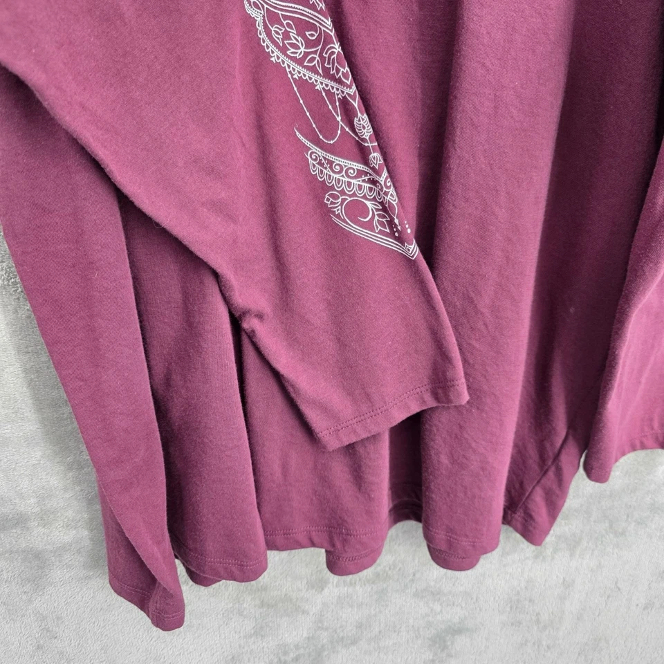 Torrid Long Sleeve TShirt 3 Wine Red Purple White Floral Lace Designs Slim Fit - Image 4 of 4