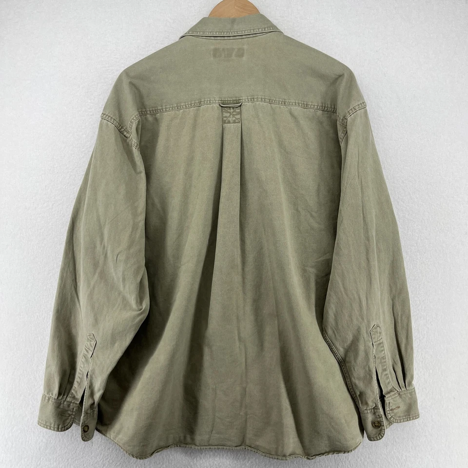 Camisa MARKS & SPENCER Para Hombres XL ST MICHAEL Utilidad Trabajo Sarga Algodón Verde Foto 3 de 4