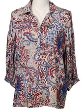 NINE WEST JEANS Multicolor Drop Shoulder Floral Blouse Women’s Size S NWT