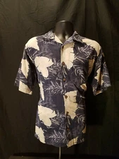 Palm Island Co Hawaiian Shirt Men’s M Blue White Floral Aloha Top