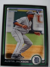 2010 Bowman Chrome #188 Austin Jackson Detroit Tigers Rookie RC Baseball Card. rookie card picture