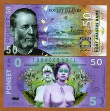 Poneet Islands, 50 Kasutu, Tobacco Note, 2020 POLYMER Tobacco Twins, Type 3