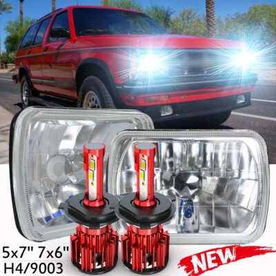 7x6'' 5x7 Squared LED Headlight With H4 Hi/Lo For Chevrolet S10 Blazer 1983-1994