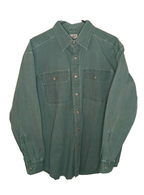 L.L. Bean Mens Button Up Long Sleeve Color Green Shirt Size Regular Medium 