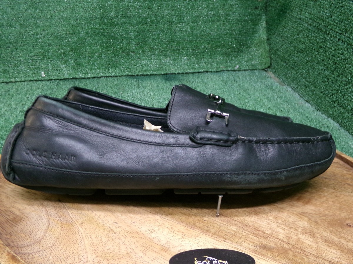 Cole Haan Mens Black Leather Horsebit Loafer Driving Shoes 