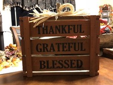 Fall Autumn Thanksgiving Sign Thankful Grateful Blessed Rustic Wood Sign New