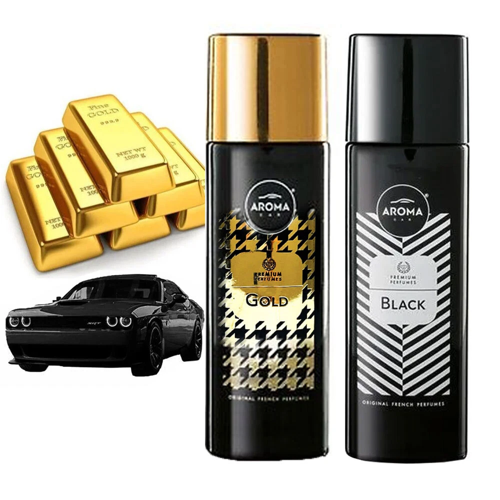 2 Lusso Deodorante per Auto Spray Oro Nero Fragranza Europeo