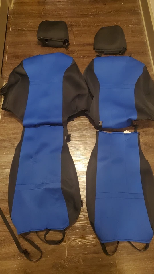 Чехлы на сиденья Honda Fit 2016 — передний ряд — синие/черные - Изображение 2 из 2