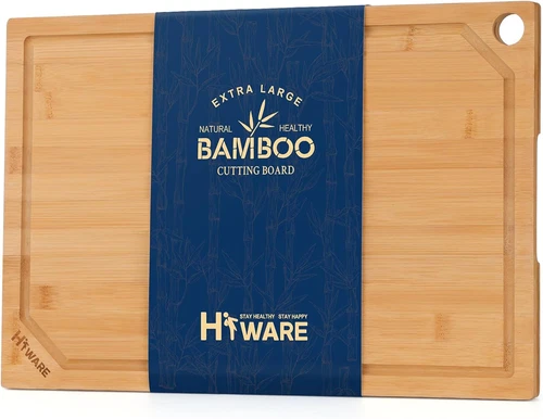 Extra Large Bamboo Cutting Board for Kitchen, Heavy Duty Wood Cutting Board with